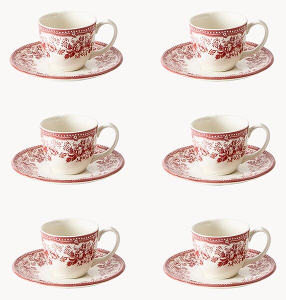 Set di 6 tazzine e piattini in ceramica London Calling
