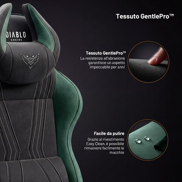 Sedia gaming in tessuto nero-verde Diablo X-Horn 2.0 Forest Green Normal