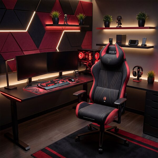 Sedia gaming in tessuto nero-rosso Diablo X-Horn 2.0 Bloody Mary Normal