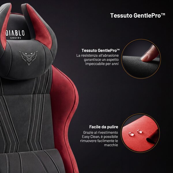 Sedia gaming in tessuto nero-rosso Diablo X-Horn 2.0 Bloody Mary Normal