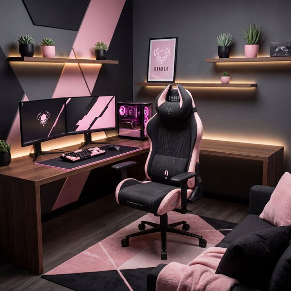 Sedia gaming in tessuto nero-rosa Diablo X-Horn 2.0 Akira Pink Normal