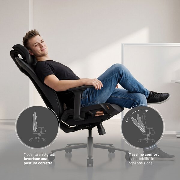 Sedia da ufficio ergonomica nera V-Flash Ultra Black