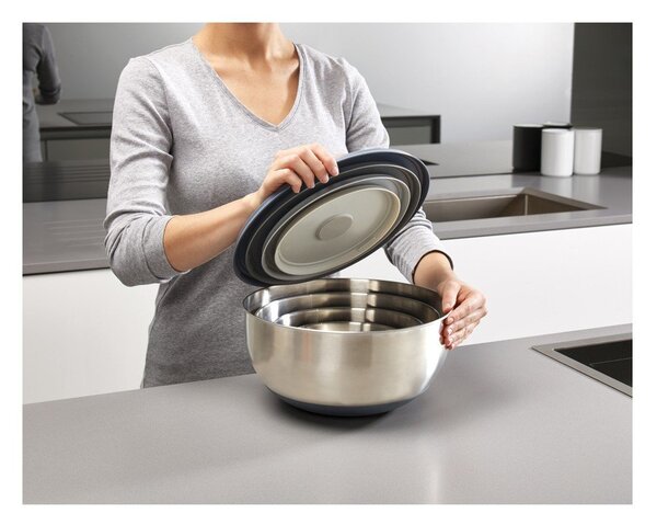 Ciotole in set argentate in acciaio inox 4 pz ø 28,5 cm Nest Prep&Store – Joseph Joseph