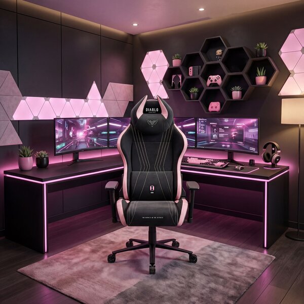 Sedia gaming in tessuto nero-rosa Diablo X-Horn 2.0 Akira Pink Normal