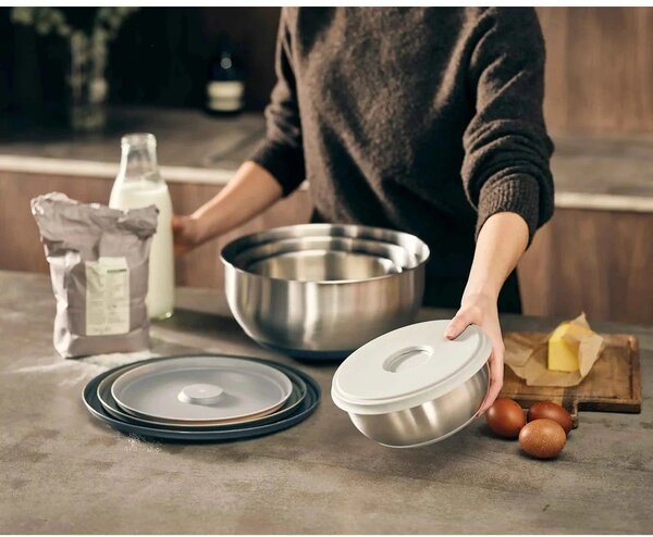 Ciotole in set argentate in acciaio inox 4 pz ø 28,5 cm Nest Prep&Store – Joseph Joseph