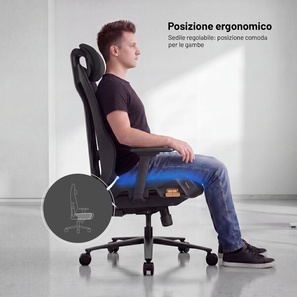 Sedia da ufficio ergonomica nera V-Flash Ultra Black