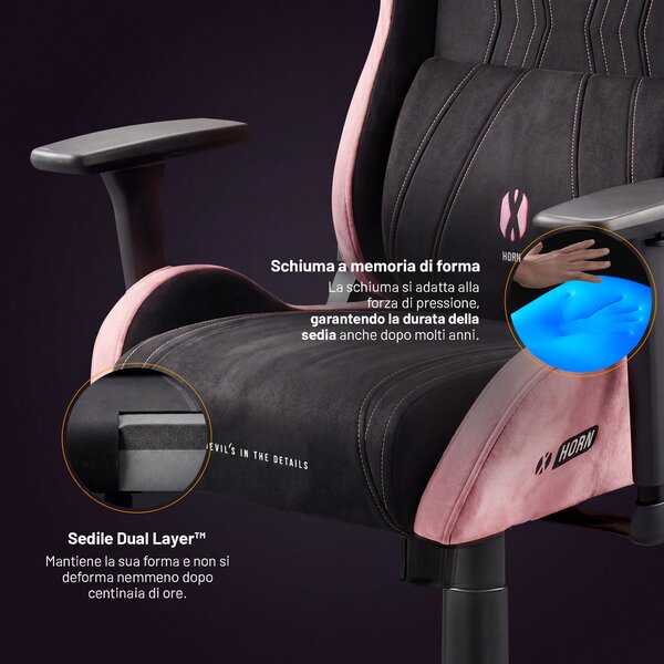 Sedia gaming in tessuto nero-rosa Diablo X-Horn 2.0 Akira Pink Normal