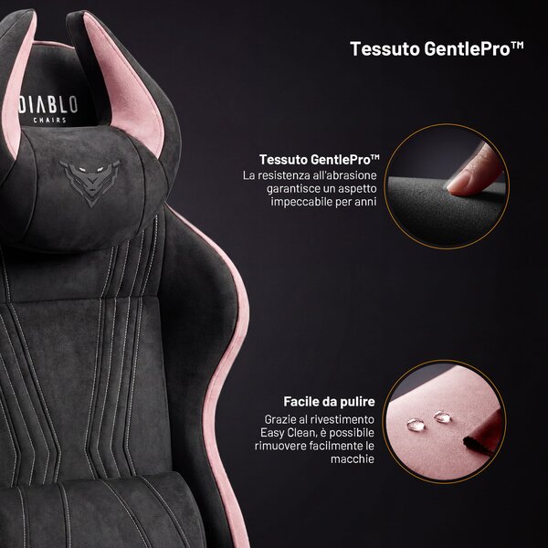 Sedia gaming in tessuto nero-rosa Diablo X-Horn 2.0 Akira Pink Normal