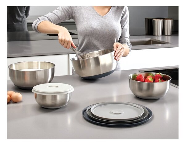 Ciotole in set argentate in acciaio inox 4 pz ø 28,5 cm Nest Prep&Store – Joseph Joseph