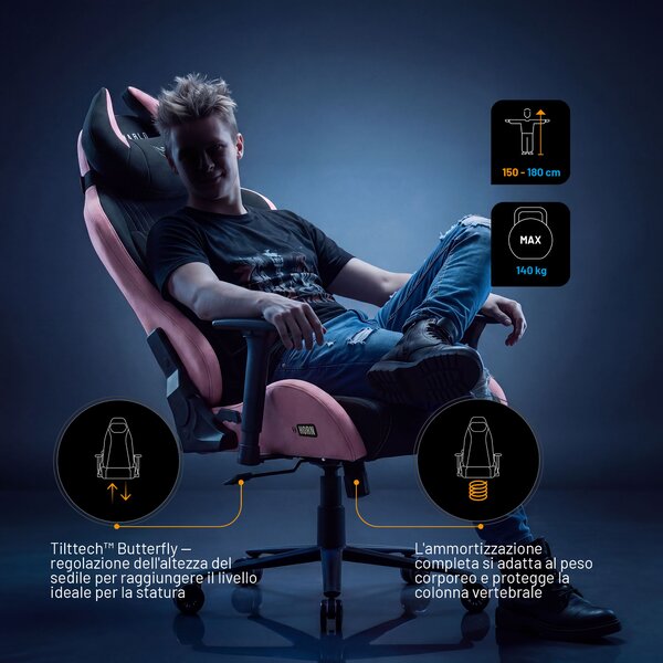 Sedia gaming in tessuto nero-rosa Diablo X-Horn 2.0 Akira Pink Normal