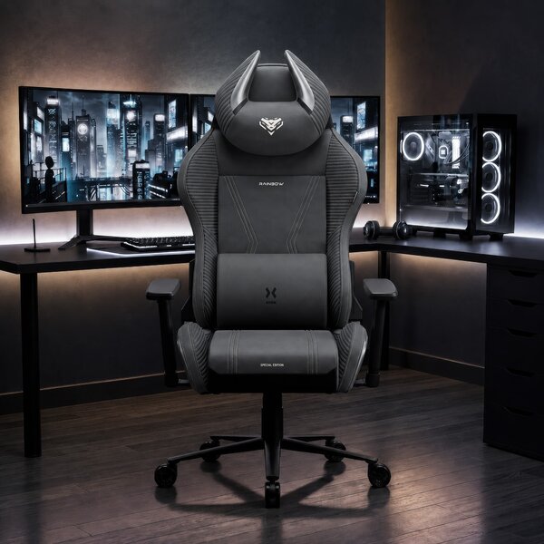 Sedia gaming grigia in tessuto X-Horn 2.0 Rainbow Grey, Normal
