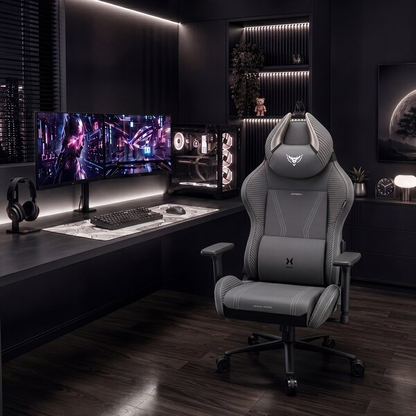 Sedia gaming grigia in tessuto X-Horn 2.0 Rainbow Grey, Normal