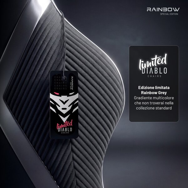 Sedia gaming grigia in tessuto X-Horn 2.0 Rainbow Grey, Normal