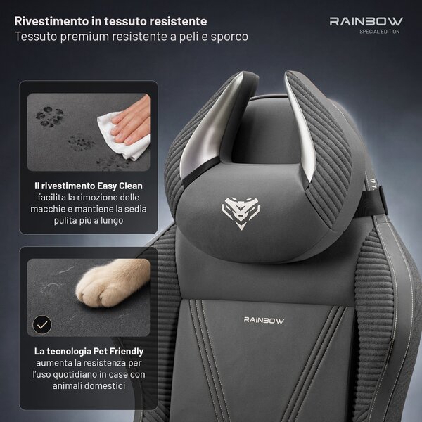 Sedia gaming grigia in tessuto X-Horn 2.0 Rainbow Grey, Normal