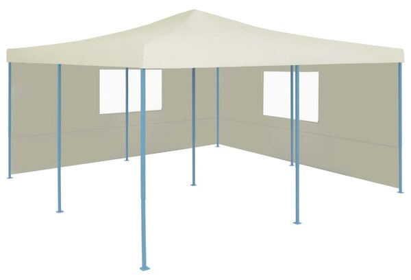 Gazebo Pieghevole con 2 Pareti 5x5 m Crema