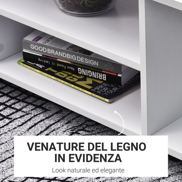 HOMCOM Mobile porta TV in Legno con Ruote Color Bianco 80x40x40cm