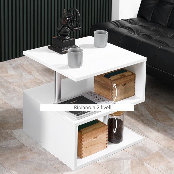 HomCom Tavolino Basso Moderno Salotto, Legno Bianco, Design Minimal, 50x50x50cm|Aosom