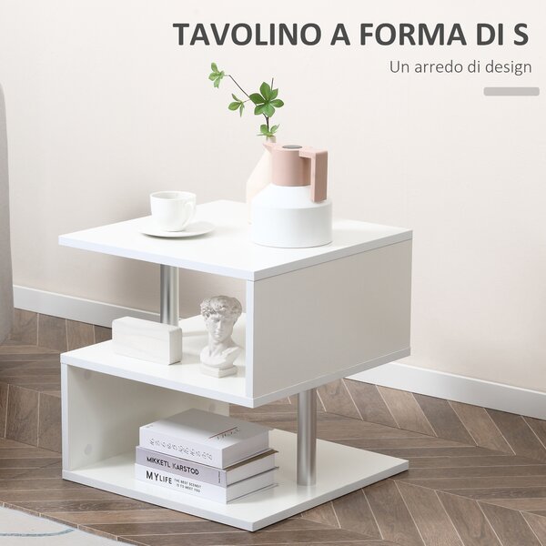 HomCom Tavolino Basso Moderno Salotto, Legno Bianco, Design Minimal, 50x50x50cm|Aosom