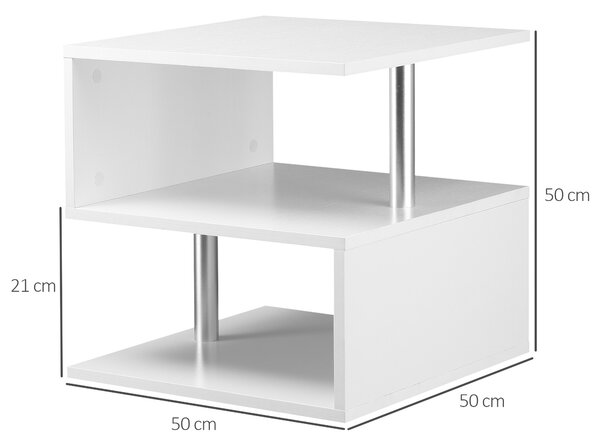 HomCom Tavolino Basso Moderno Salotto, Legno Bianco, Design Minimal, 50x50x50cm|Aosom