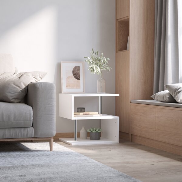HomCom Tavolino Basso Moderno Salotto, Legno Bianco, Design Minimal, 50x50x50cm|Aosom