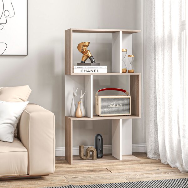 Homcom Libreria di Design Scaffale Ufficio Legno Moderna 3 Ripiani 60 × 24 × 111.4cm|Aosom