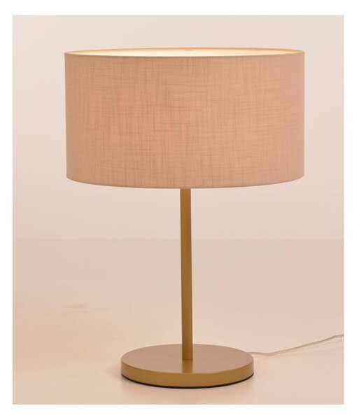 CILINDRO LAMPADA DA TAVOLO D35 CM IN METALLO 5 COLORI CON PARALUME IN TESSUTO DI LINO 3 COLORI MODERNA