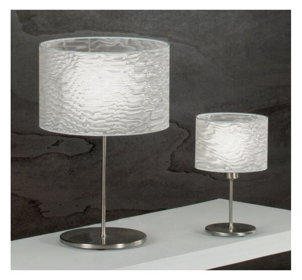 TOM CHIC LAMPADA DA TAVOLO NICHEL 2 MISURE CON PARALUME IN POLICARBONATO 3 COLORI DESIGN MODERNO