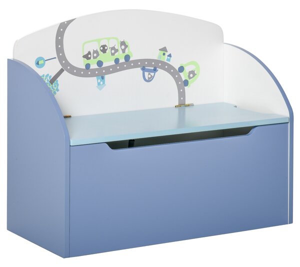HOMCOM Cassapanca Baule Portagiochi, Panca in Legno Blu per Cameretta Bambini 3-6 Anni, 60 x 30 x 50 cm|Aosom