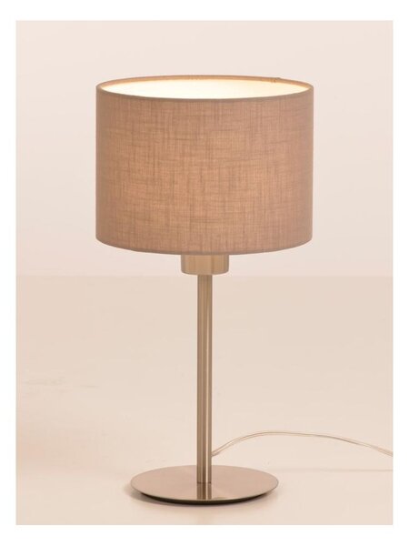 CILINDRO LAMPADA DA TAVOLO D20 CM IN METALLO 5 COLORI CON PARALUME IN TESSUTO DI LINO 3 COLORI MODERNA