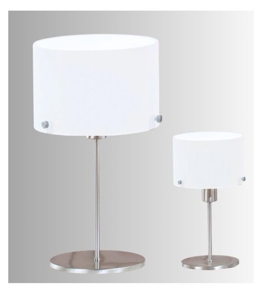TOM LAMPADA DA TAVOLO NICHEL CON DIFFUSORE BIANCO LATTE SATINATO 2 MISURE
