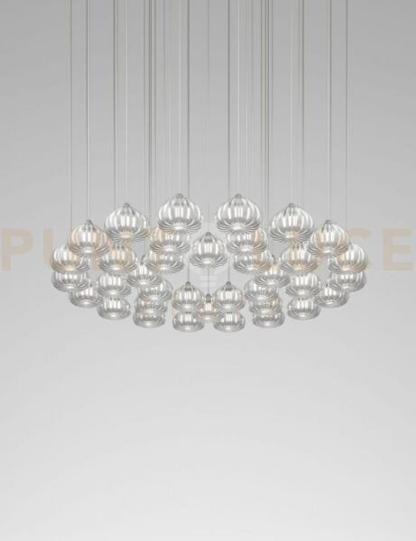 Diamante sospensione 36 cristallo e nickel satinato 36 luci attacco g9