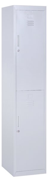 Vinsetto Armadietto Guardaroba in Acciaio 4 Ripiani 2 Porte con Chiusura di Sicurezza, Grigio, 38x46x180cm|Aosom