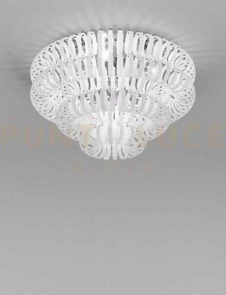 Ecos lampadario da soffitto 90 bianco rigadin cromo lucido 5 luciat