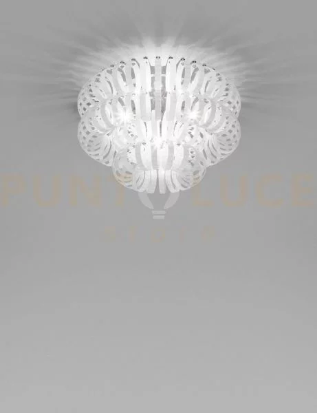 Ecos lampadario da soffitto 60a bianco rigadin cromo lucido 3 luci