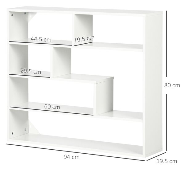 HOMCOM Libreria a Muro Moderna in Legno a 4 Livelli, 94x19.5x80cm, Bianco|Aosom
