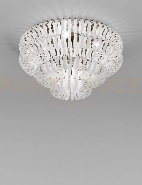 Ecos lampadario da soffitto 90 bianco rigadin bronzo satinato 5 luc