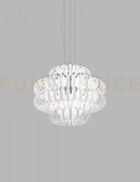 Ecos sospensione 60c bianco rigadin cromo lucido 4 luci attacco e27