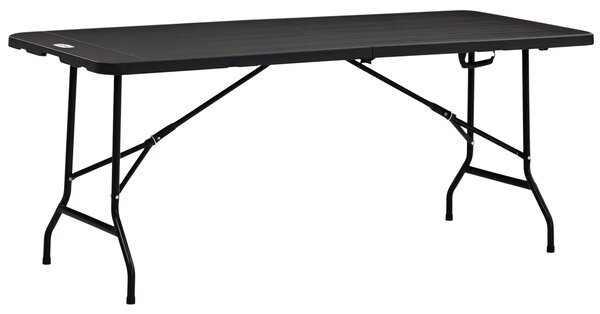 Outsunny Tavolo da Giardino Pieghevole per 6 Persone in Acciaio e HDPE, 180x75.5x73cm, Grigio Scuro|Aosom