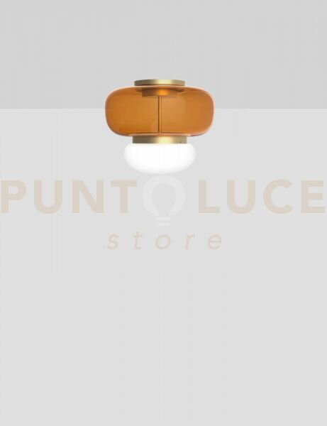 Faro lampada da soffitto p ambra scura bianco ottone verniciato l2
