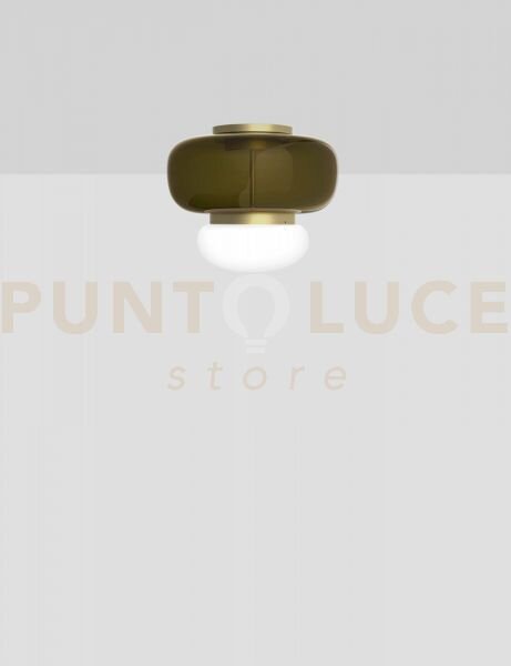 Faro lampada da soffitto p verde antico bianco ottone verniciato l