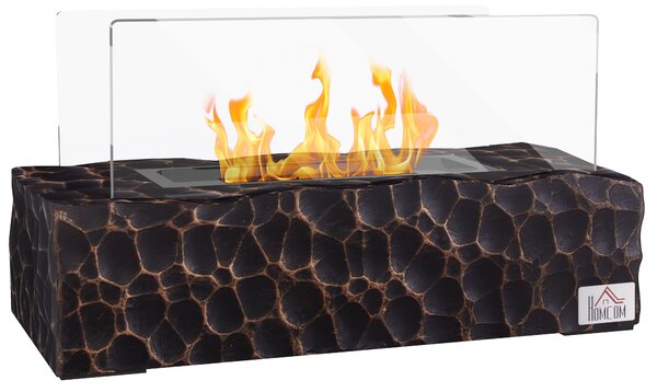 HOMCOM Camino a Bioetanolo da Tavolo con Bruciatore da 1.15L e Pannello in Vetro, 33x16x18cm, Nero|Aosom