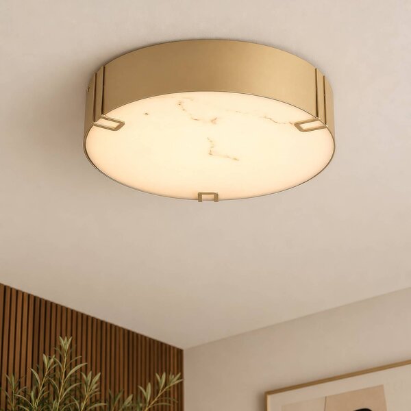 Searchlight Plafoniera soffitto Marmo, dimmerabile, Ottone / Oro, Bagno, Metallo, Plafoniera