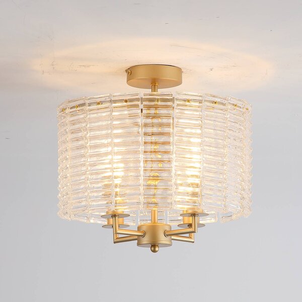 Searchlight Plafoniera soffitto Flute, dimmerabile, Ottone / Oro, Soggiorno / Sala da pranzo, Metallo, Plafoniera