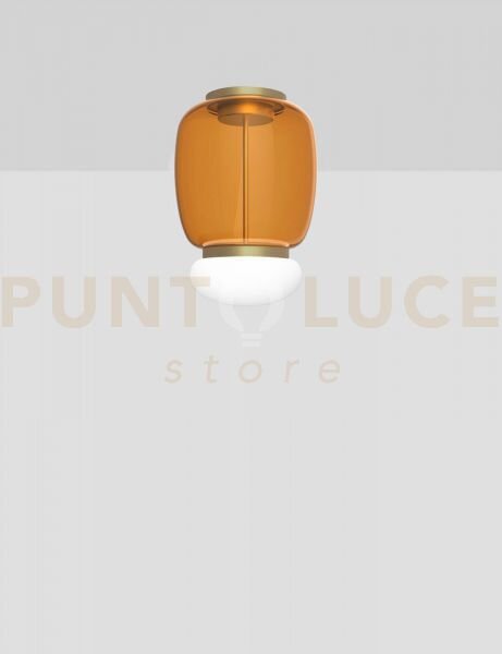Faro lampada da soffitto g ambra scura bianco ottone verniciato l22