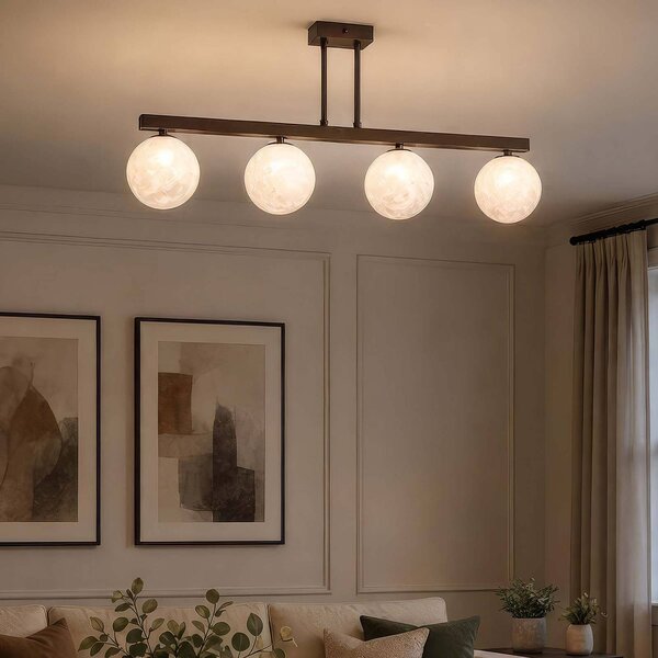 Searchlight Plafoniera soffitto Frosty, dimmerabile, Bianco / Opale, Soggiorno / Sala da pranzo, Metallo, Plafoniera