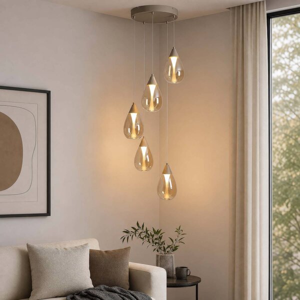 Searchlight Lampada a sospensione Pear, dimmerabile, Crema / Ambra, Soggiorno / Sala da pranzo, Metallo, Moderno, Lampada a sospensione