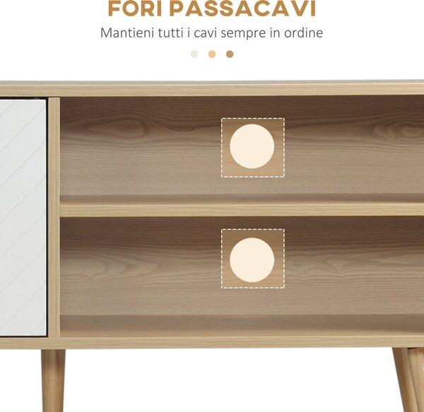 HOMCOM Mobile TV 46" max in Truciolato e Legno con 2 Ripiani Aperti e Armadietto, 110x39x48.8 cm|Aosom