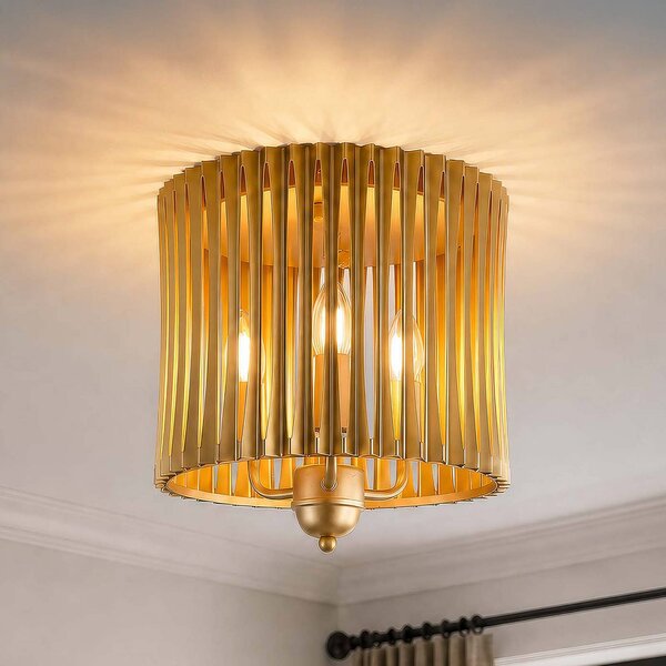 Searchlight Plafoniera soffitto Split, dimmerabile, Ottone / Oro, Soggiorno / Sala da pranzo, Metallo, Plafoniera