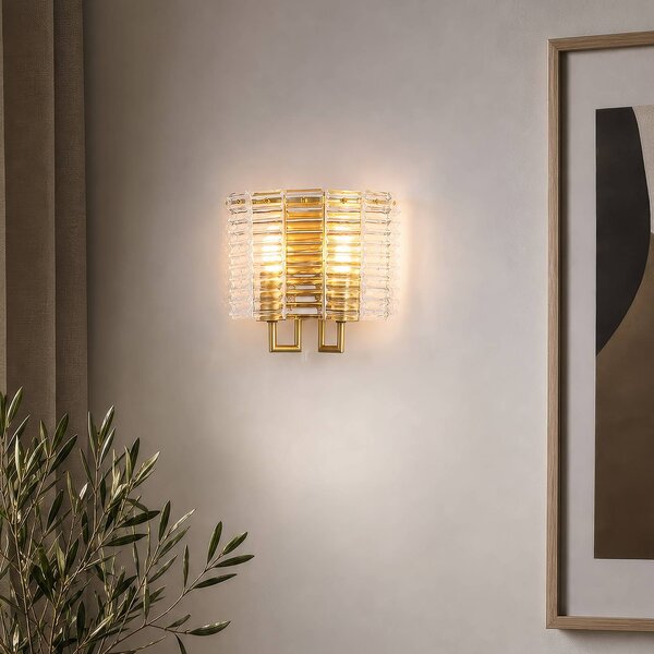 Searchlight Applique da parete Flute, dimmerabile, Ottone / Oro, Soggiorno / Sala da pranzo, Metallo, Applique
