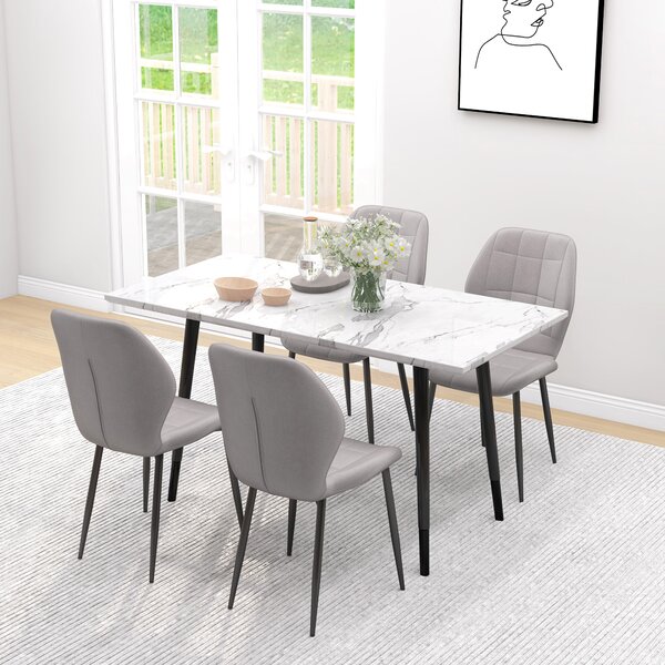 HOMCOM Set di 4 Sedie da Pranzo Moderne per Cucina e Soggiorno con Rivestimento in Flanella, Grigio|Aosom